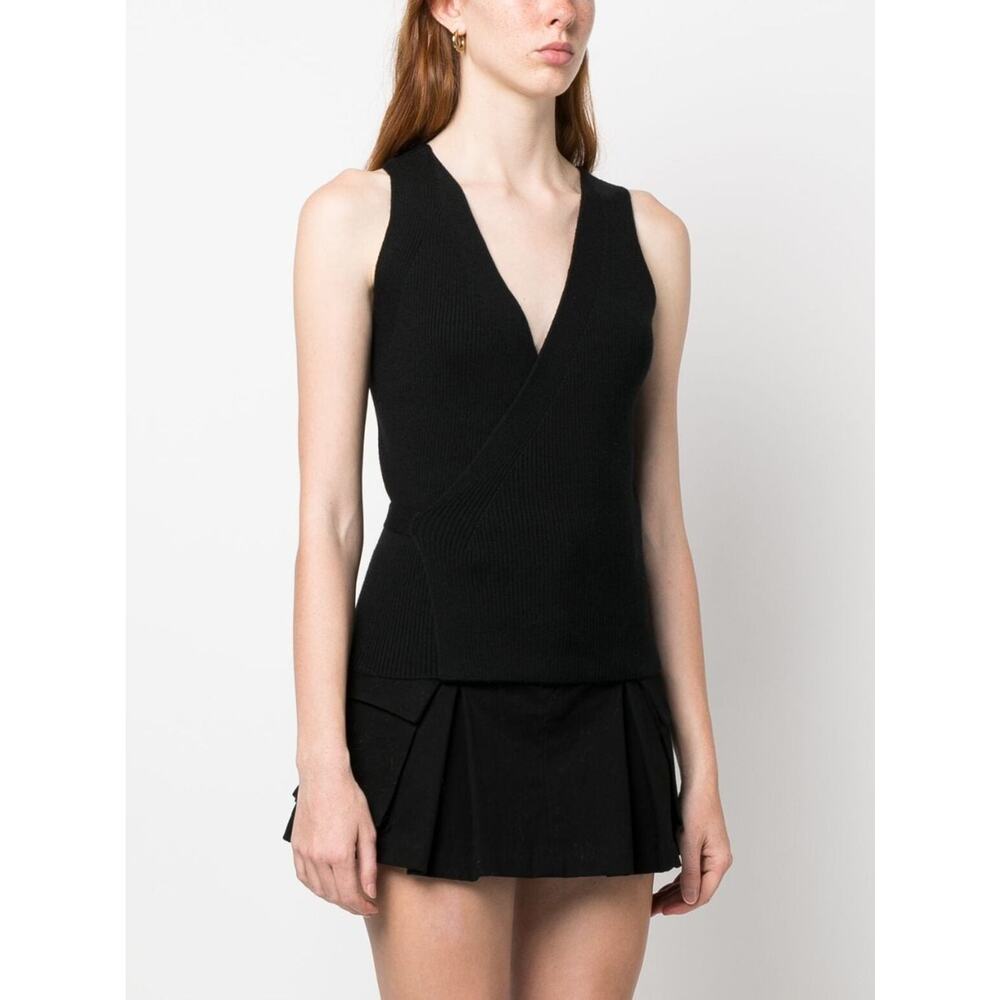 Brochu Walker Black Ribbed Sleeveless Cotton Blend Top Small